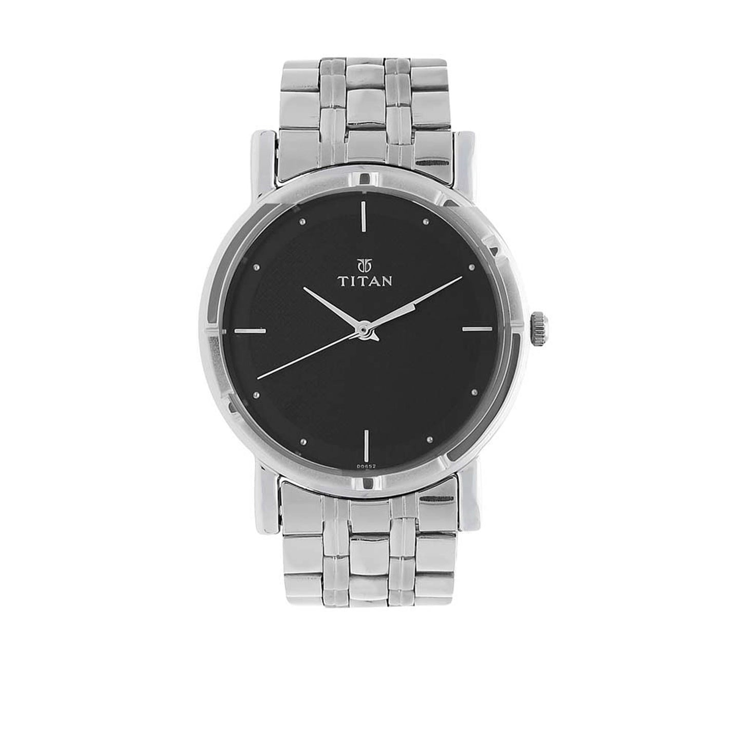 Titan Quartz Analog Black Dial Stainless Steel Strap Watch for Men