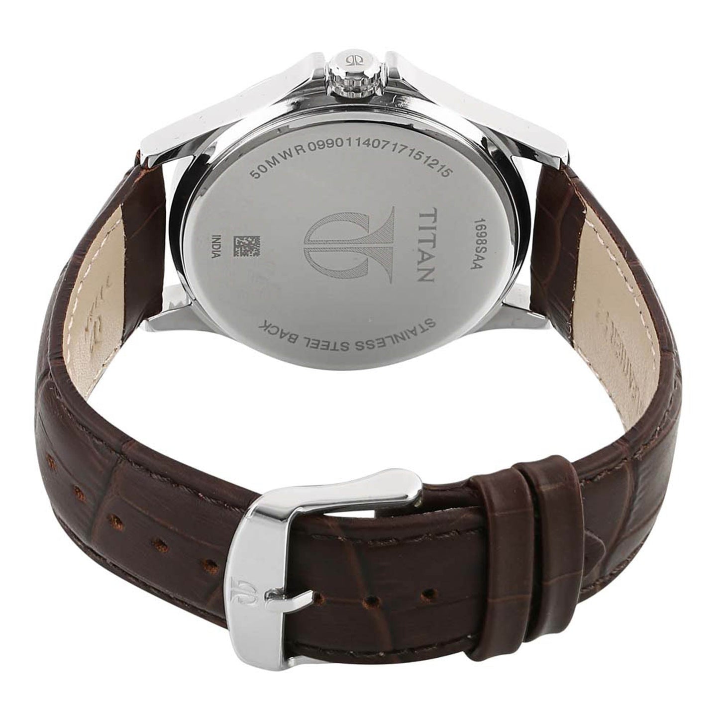 Titan Quartz Multifunction Silver Dial Leather Strap Watch for Men