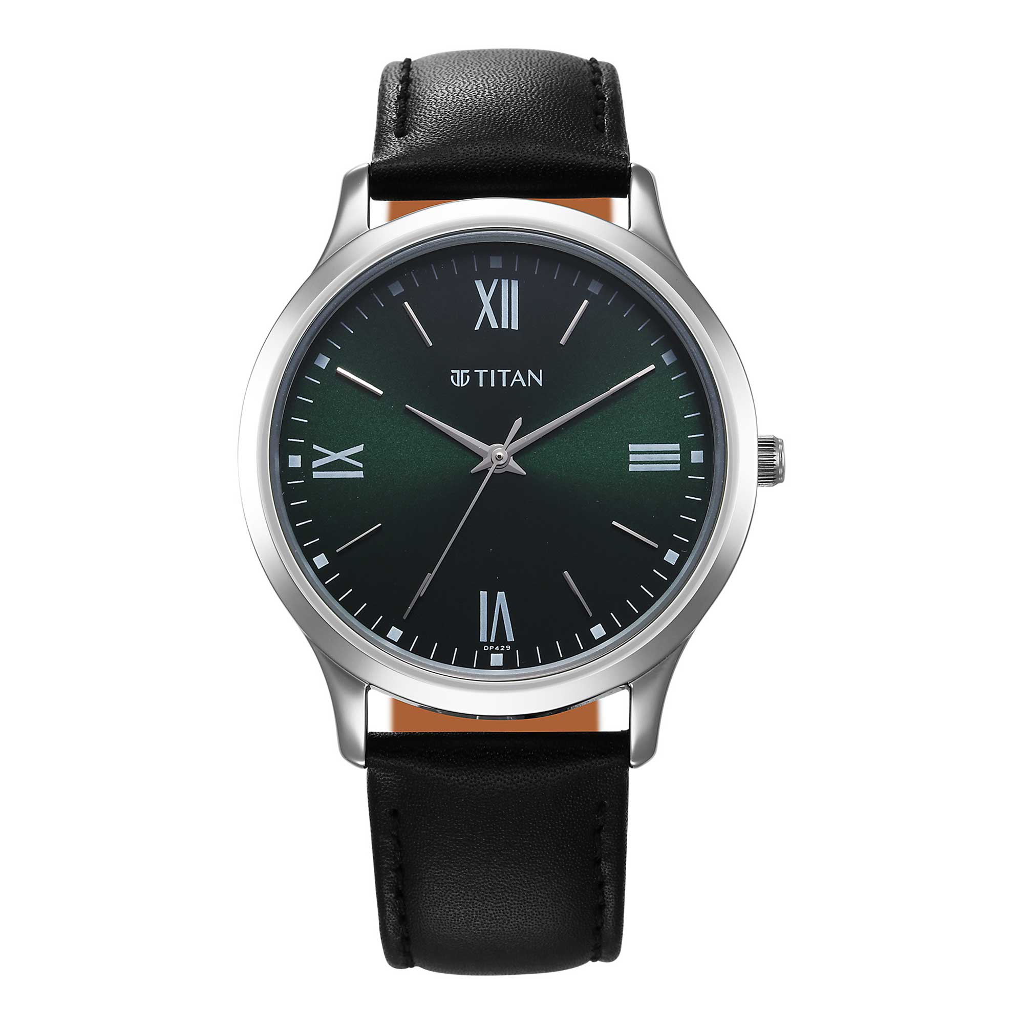 Titan Karishma Quartz Analog Green Dial Leather Strap Watch for Men