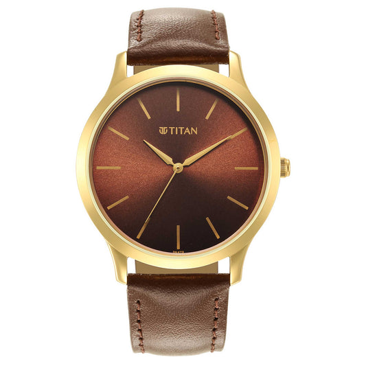 Titan Karishma Radiance Brown Dial Analog Leather Strap watch for Men