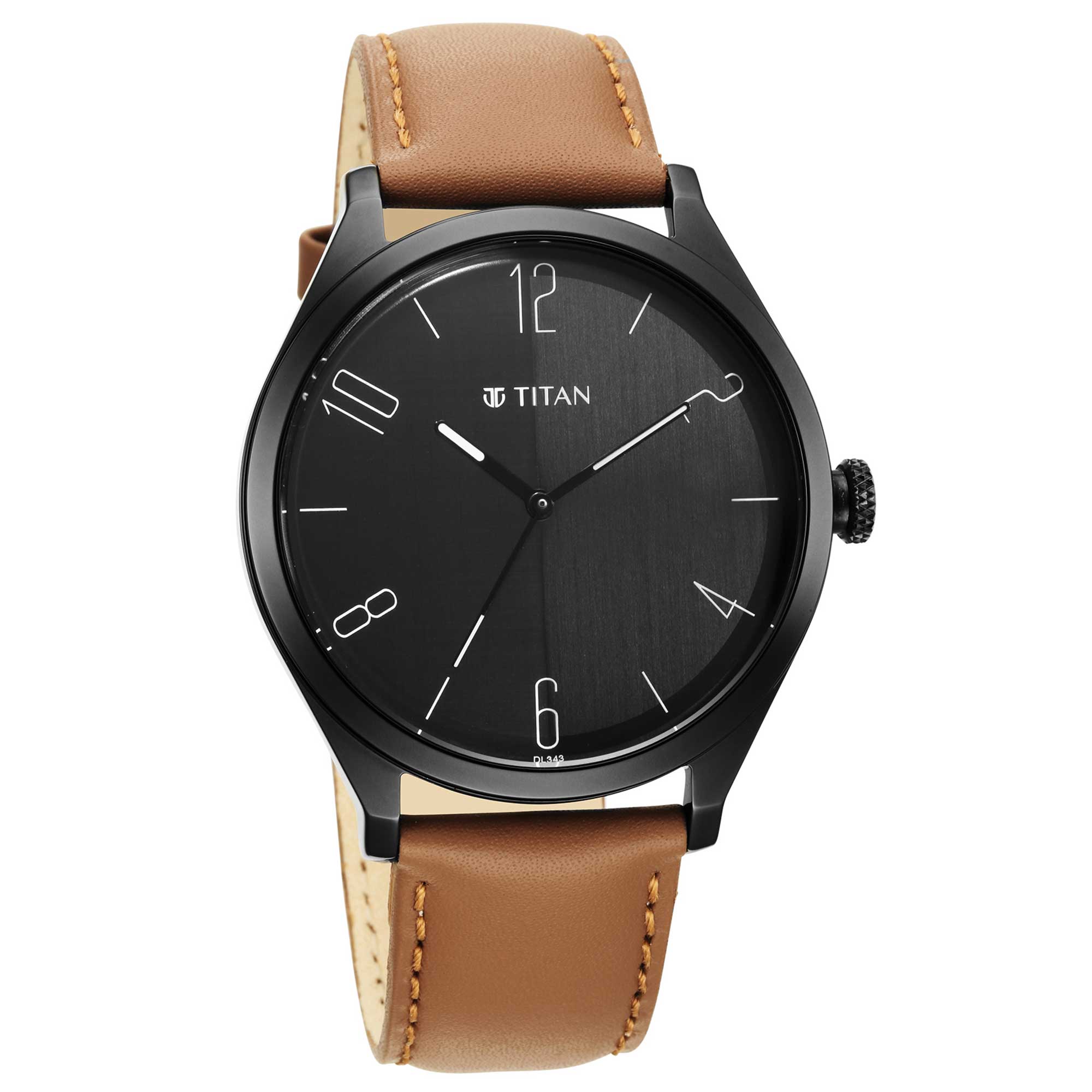 Titan Quartz Analog Black Dial Leather Strap Watch for Men