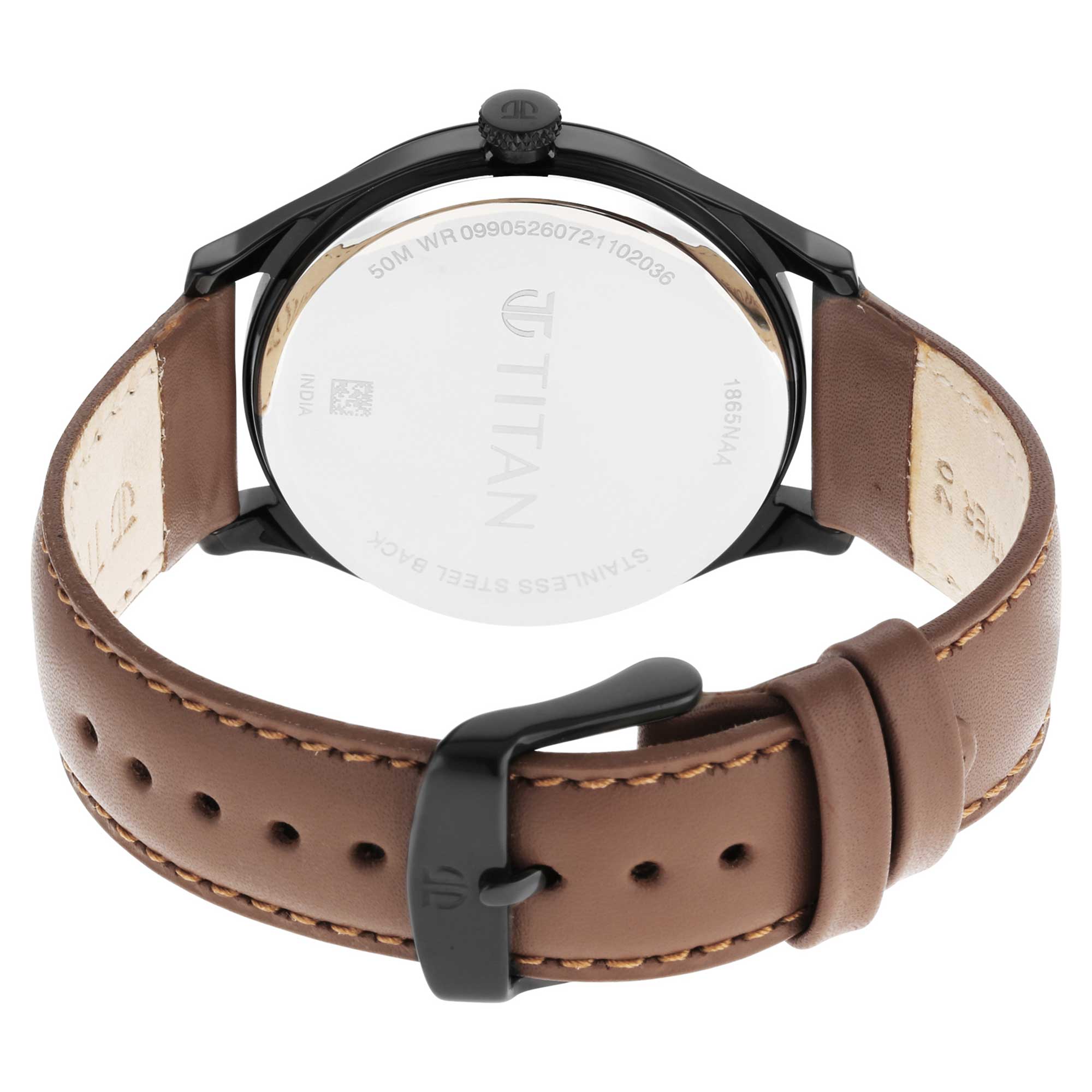 Titan Quartz Analog Black Dial Leather Strap Watch for Men