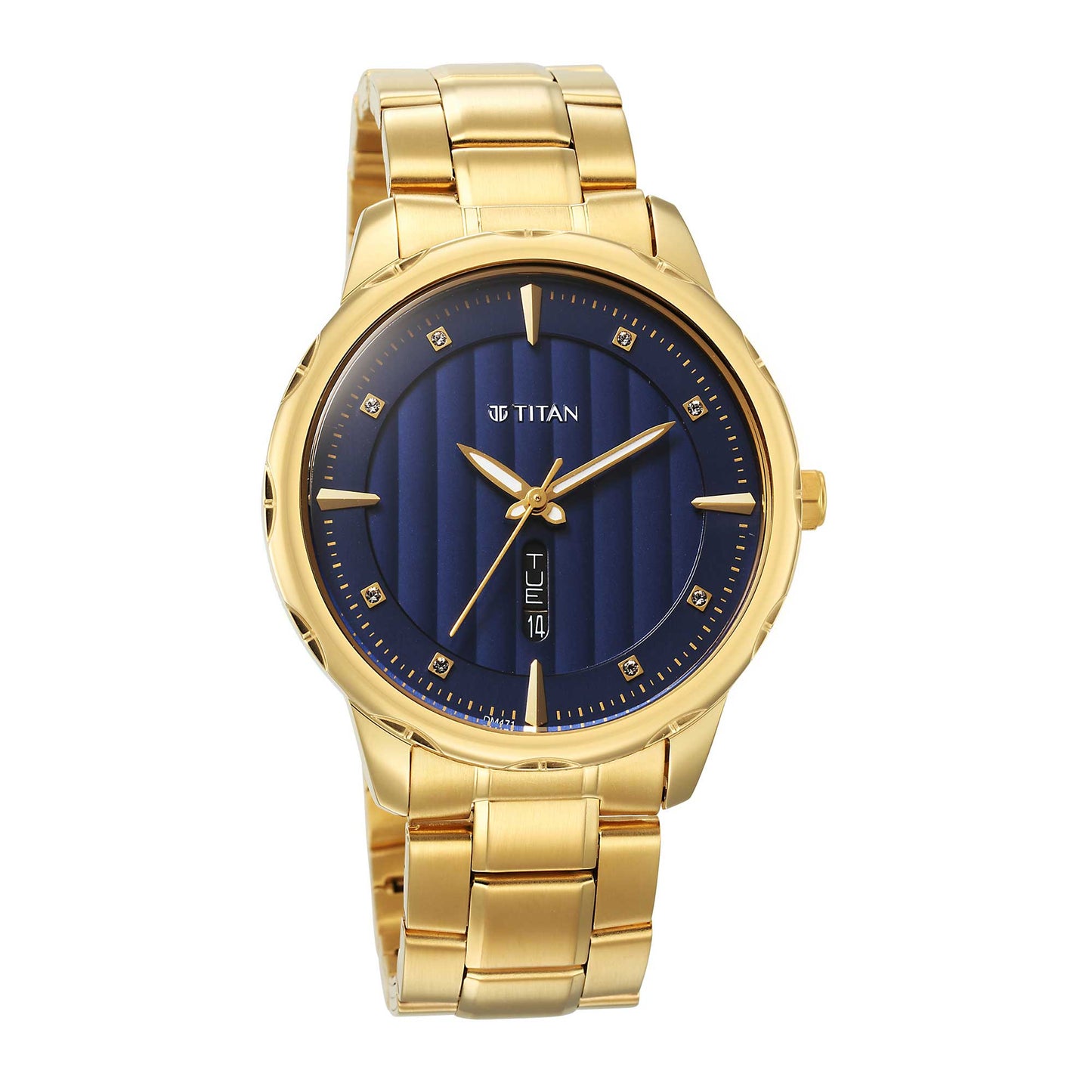 Titan Regalia Opulent Blue Dial Analog with Day and Date Metal Strap watch for Men