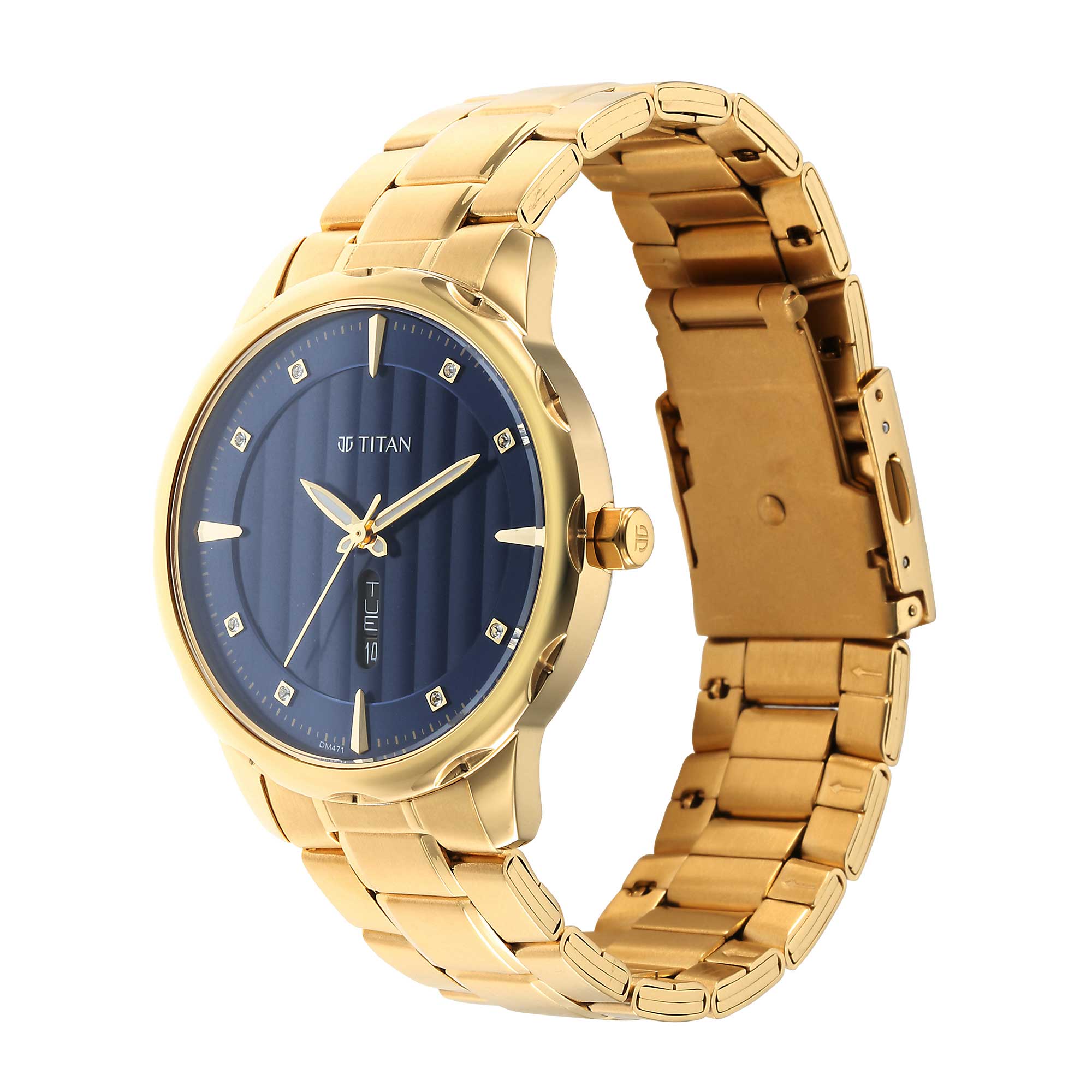 Titan Regalia Opulent Blue Dial Analog with Day and Date Metal Strap watch for Men