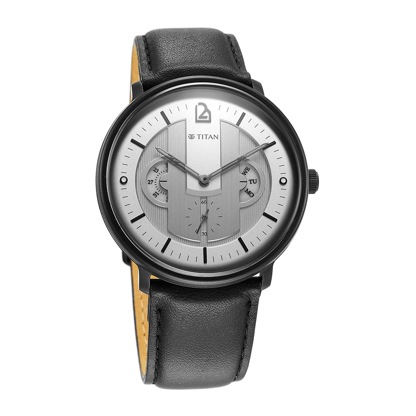 Titan Quartet Silver Dial Multi Leather Strap watch for Men