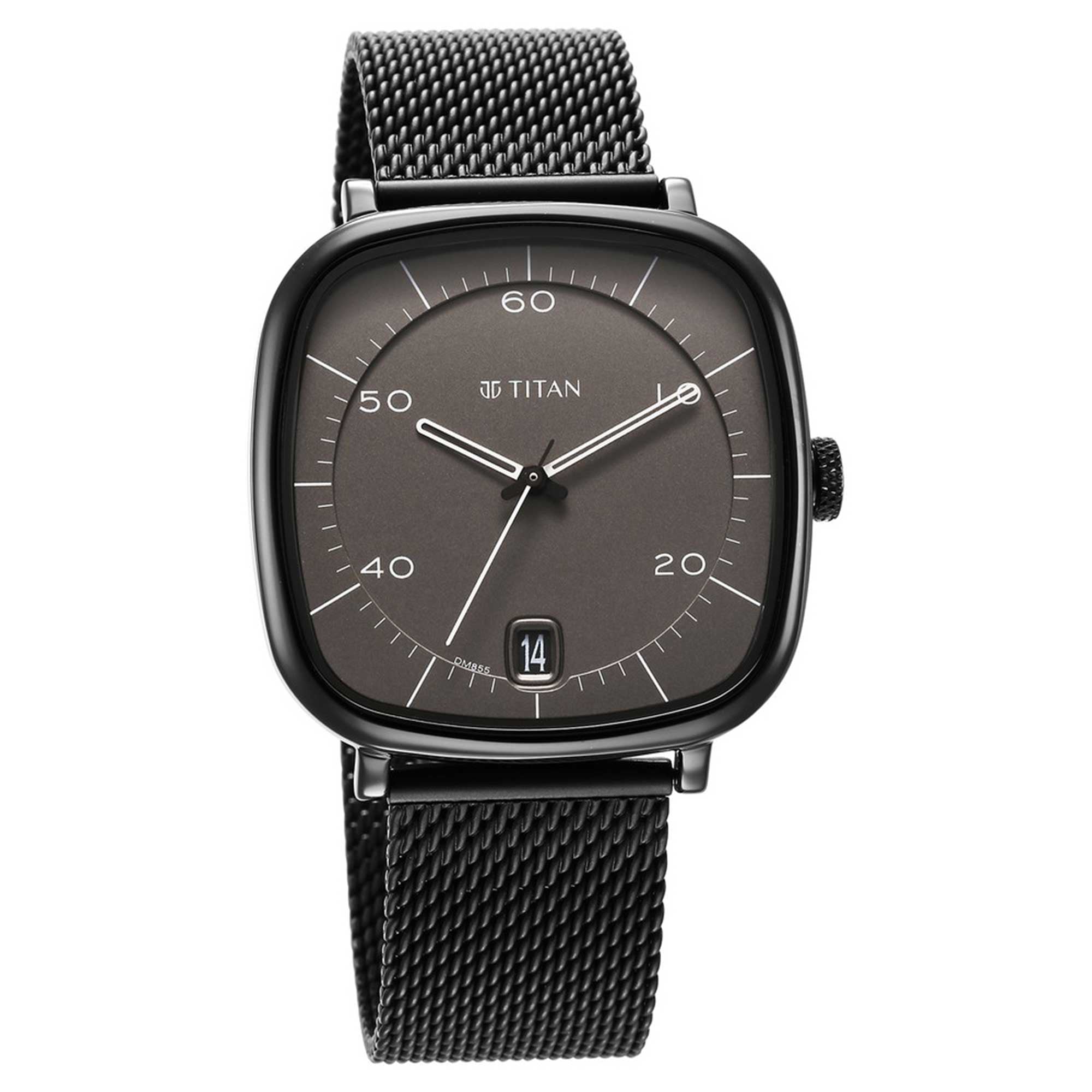 Titan Neo Curve Quartz Analog Anthracite Dial Black Stainless Steel Strap Watch for Men