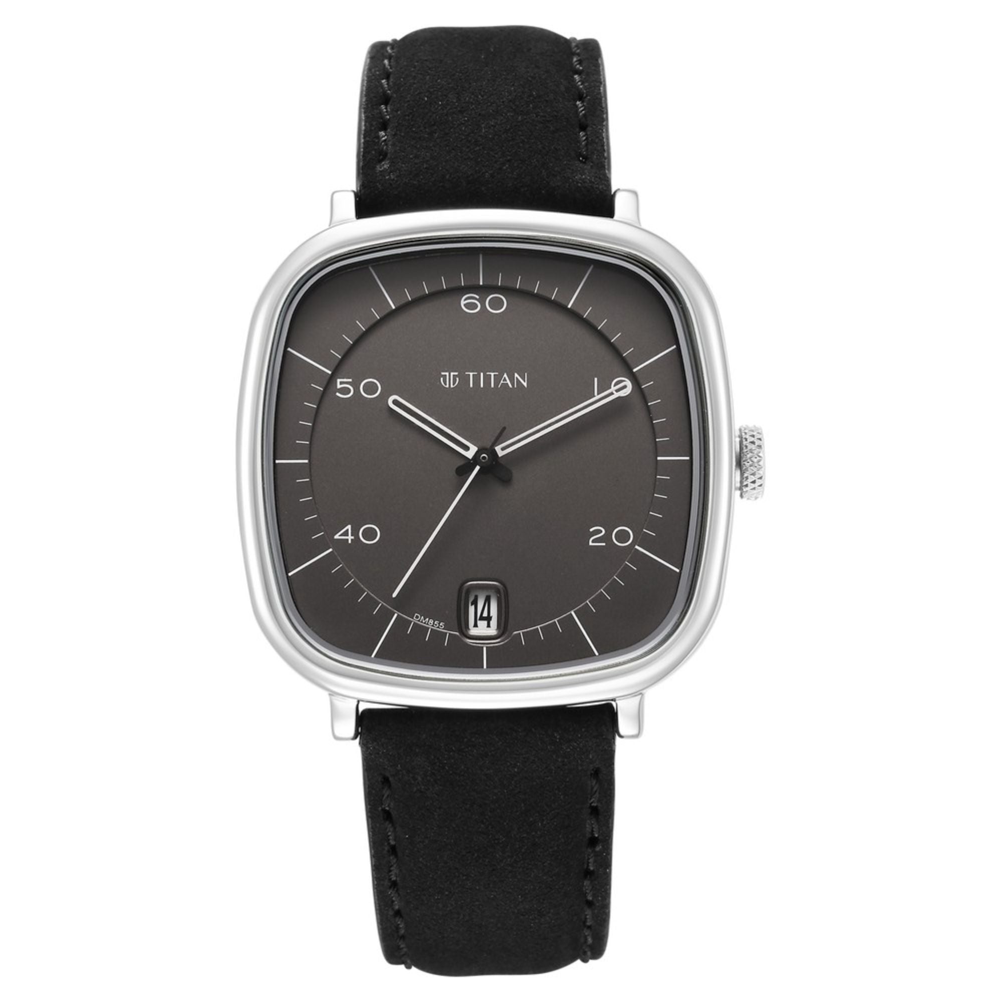 Titan Neo Curve Quartz Analog Anthracite Dial Black Leather Strap Watch for Men