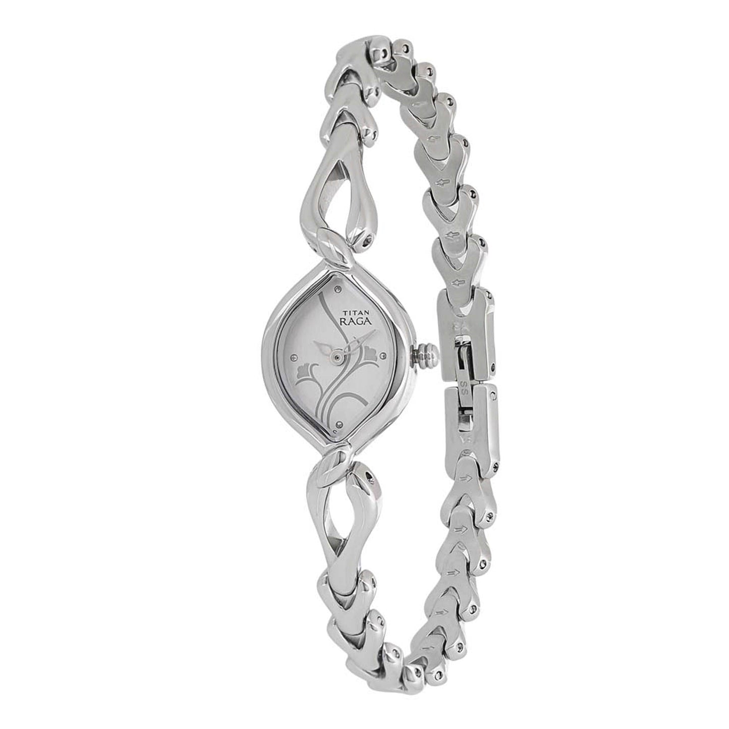 Titan Quartz Analog Silver Dial Metal Strap Watch for Women