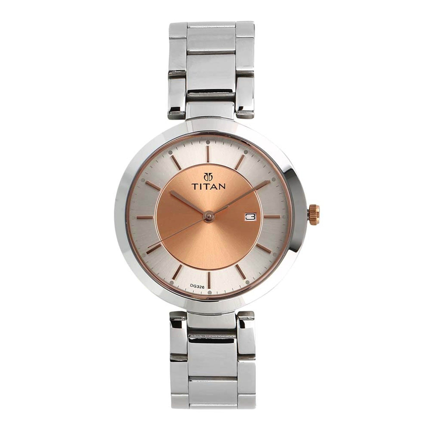 Titan Workwear Rose Gold Dial Analog Stainless Steel Strap watch for Women