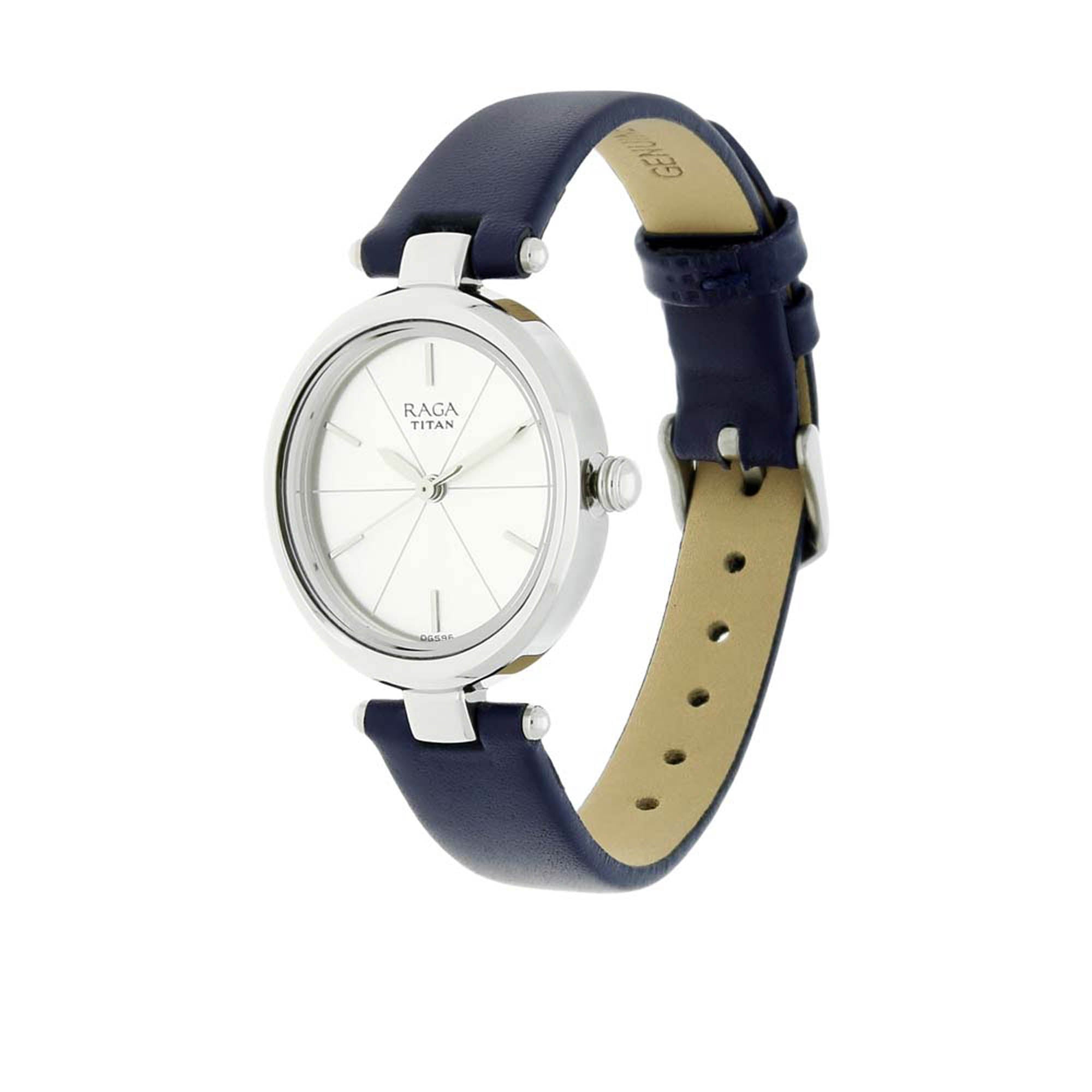 Titan Raga Viva Silver Dial Analog Leather Strap watch for Women