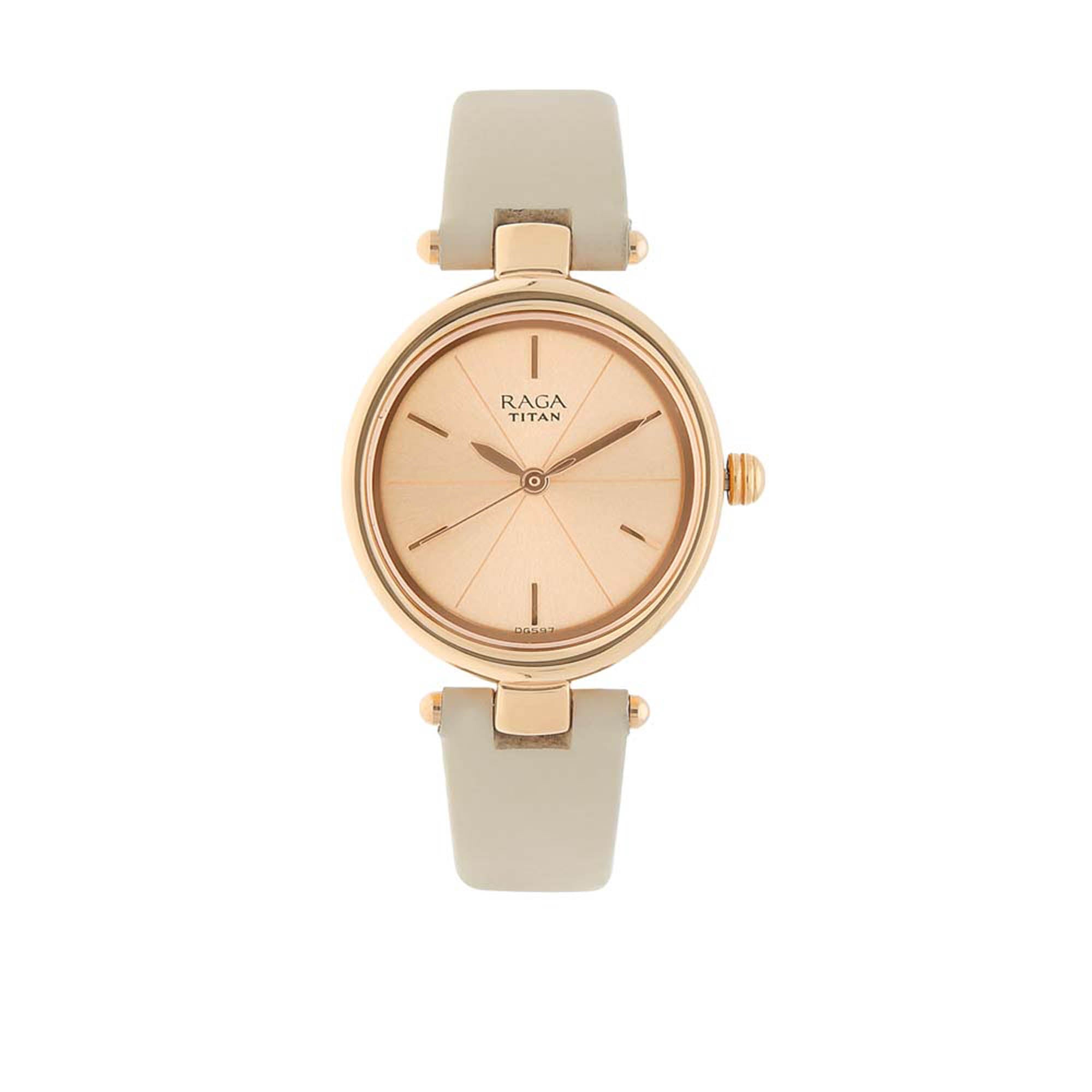 Titan Raga Viva Rose Gold Dial Women Watch With Leather Strap