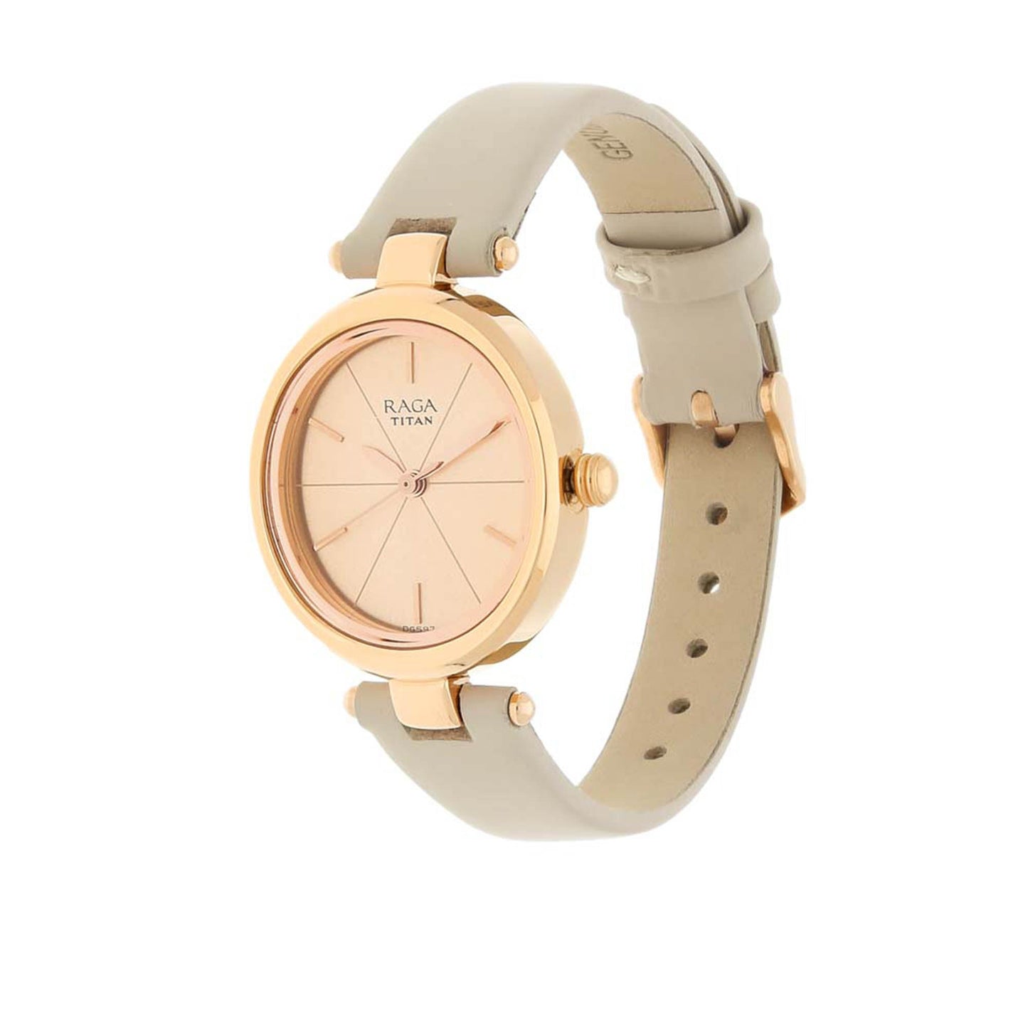 Titan Raga Viva Rose Gold Dial Women Watch With Leather Strap