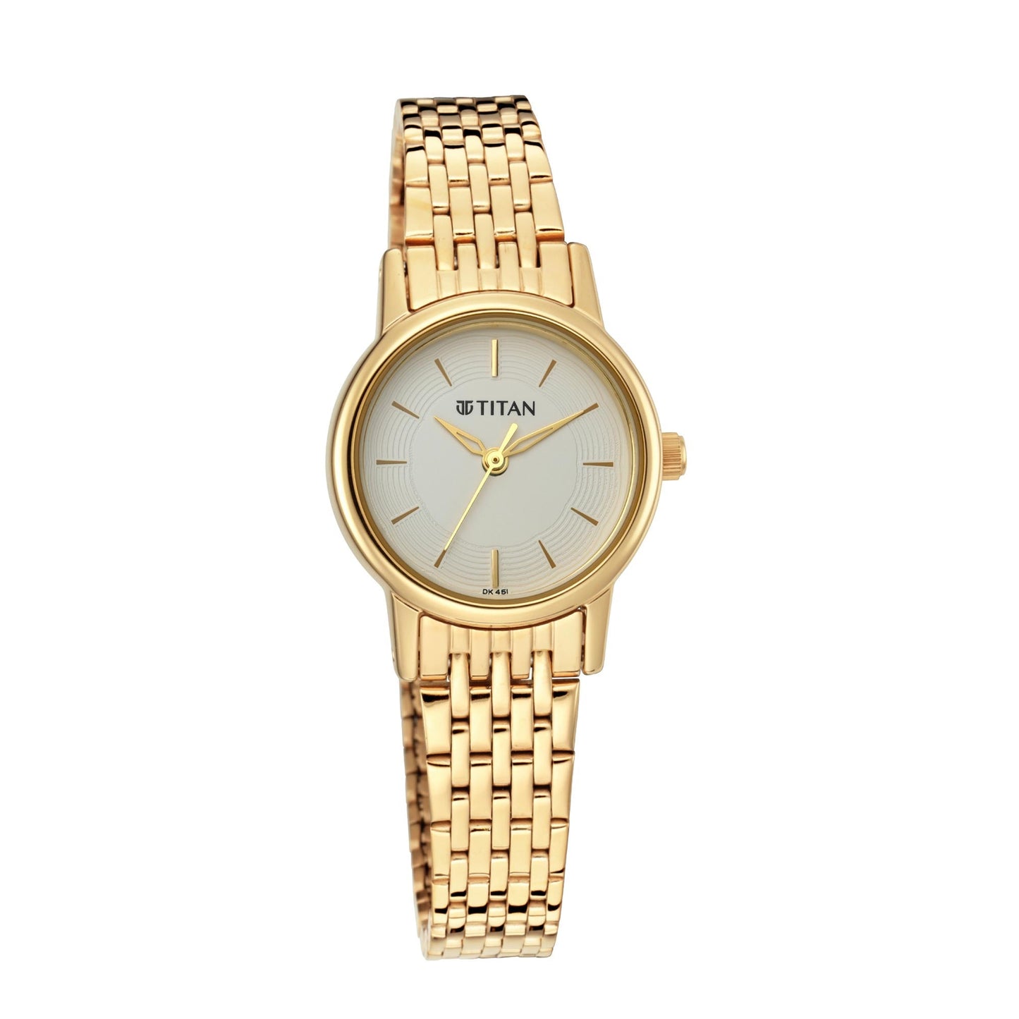 Titan Quartz Analog White Dial Metal Strap Watch for Women