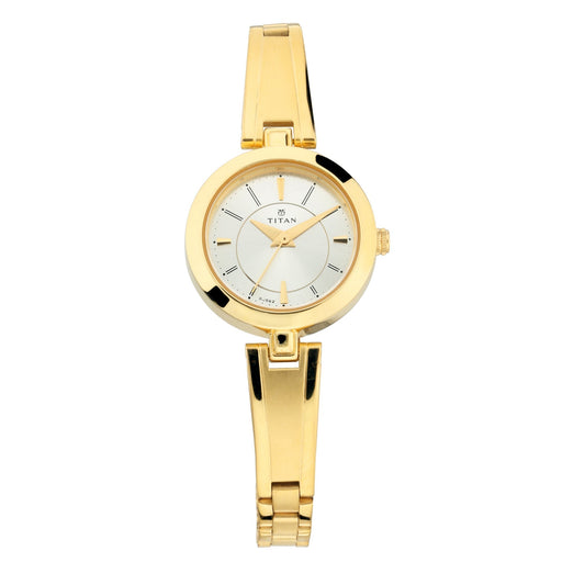 Titan Quartz Analog Silver Dial Metal Strap Watch for Women