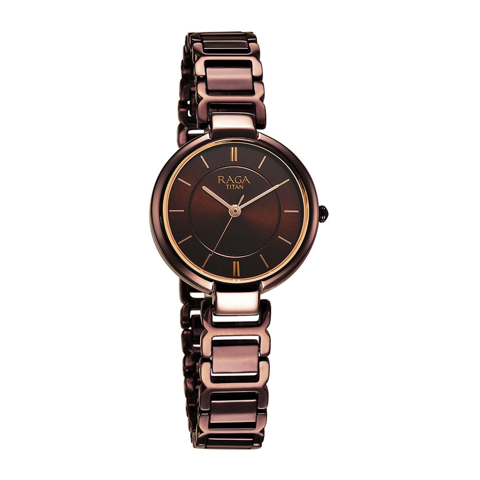 Titan Raga Delight Brown Dial Analog Metal Strap watch for Women Titan Watches Singapore