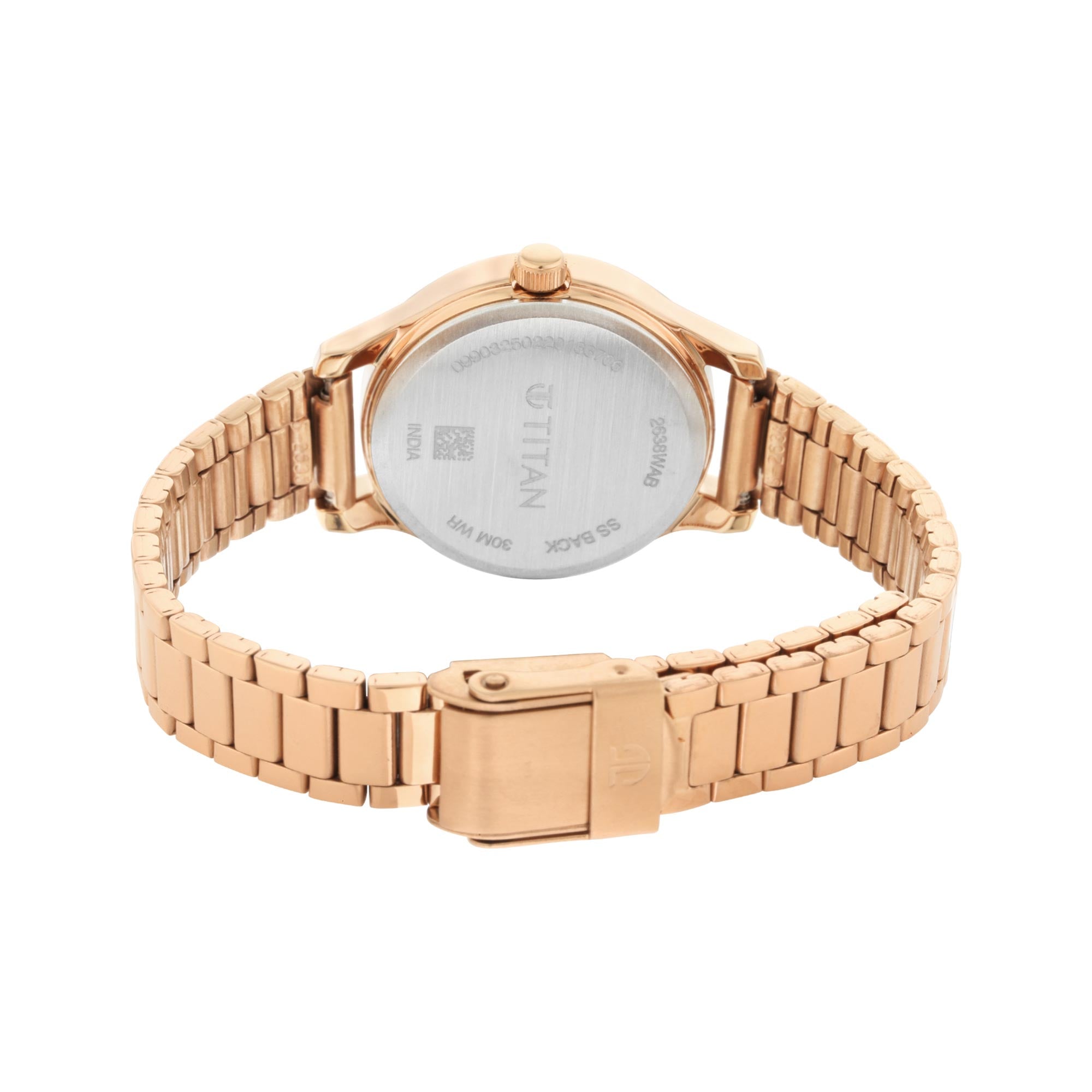 Titan Quartz Analog with Date Rose Gold Dial Metal Strap Watch for Women