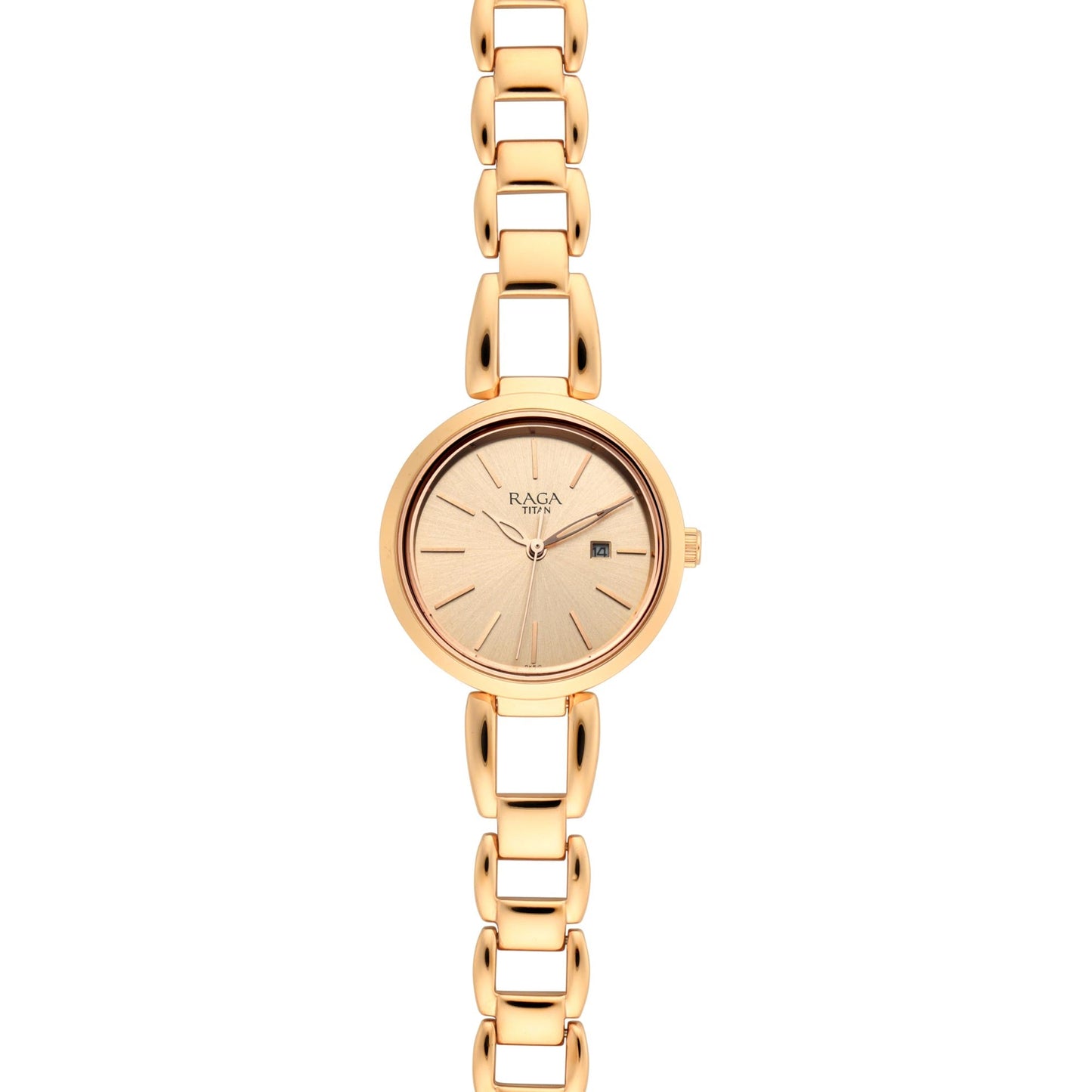 Titan Raga Viva Rose Gold Dial Quartz Metal Strap Watch for Women