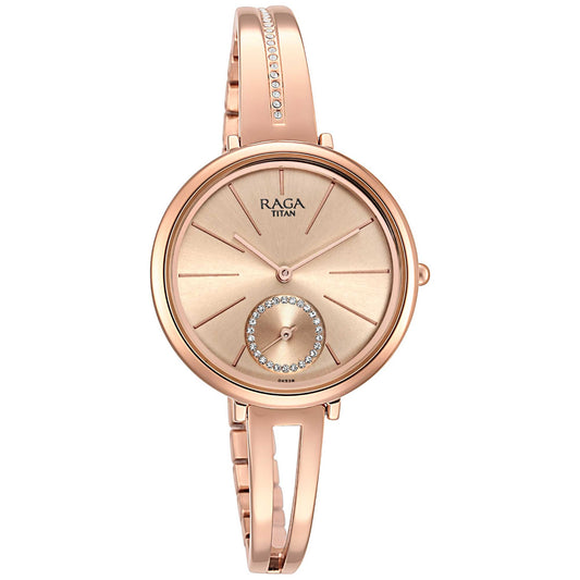 Titan Raga Viva Rose Gold Dial Women Watch With Metal Strap