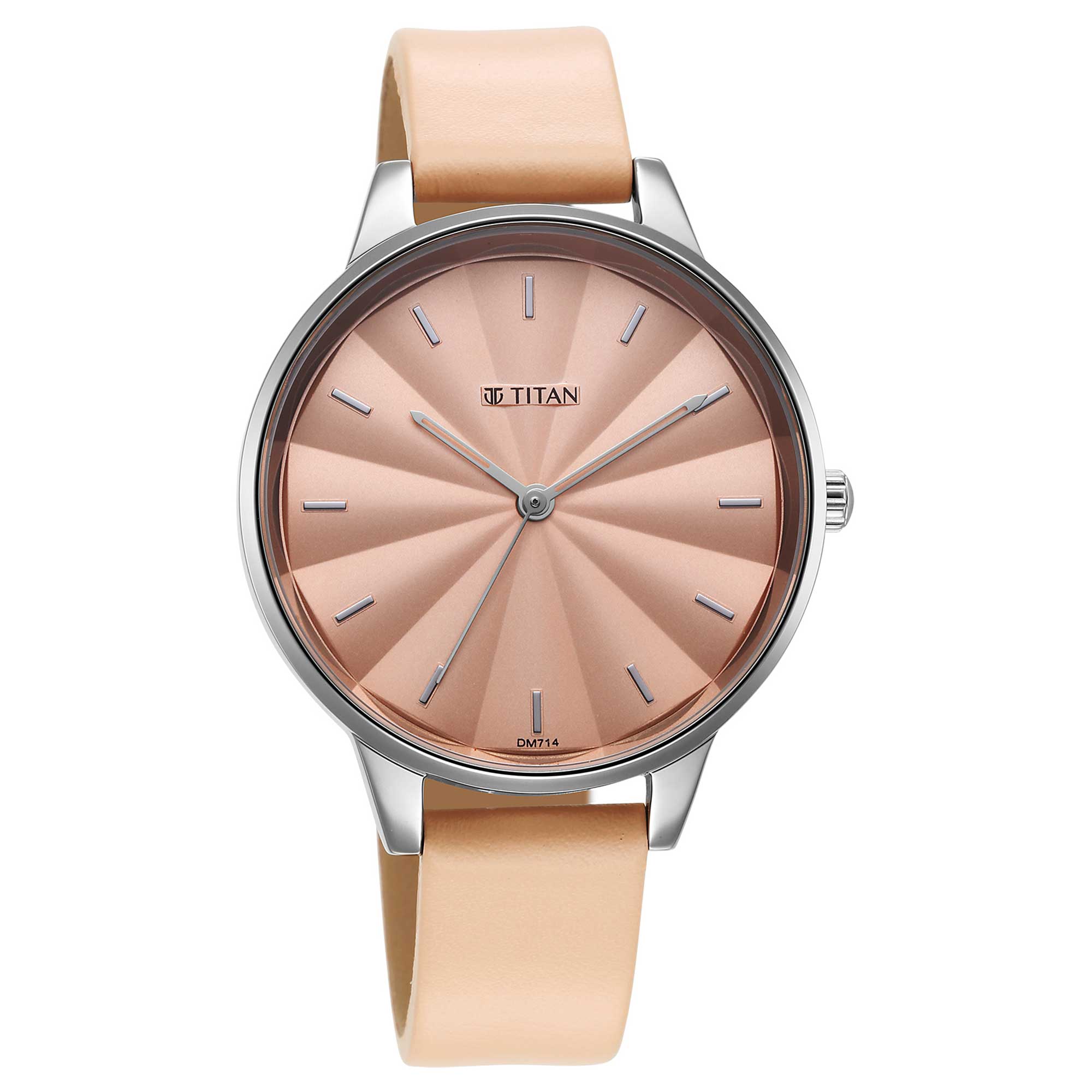 Titan Neo Pink Dial Analog Leather Strap Watch for Women