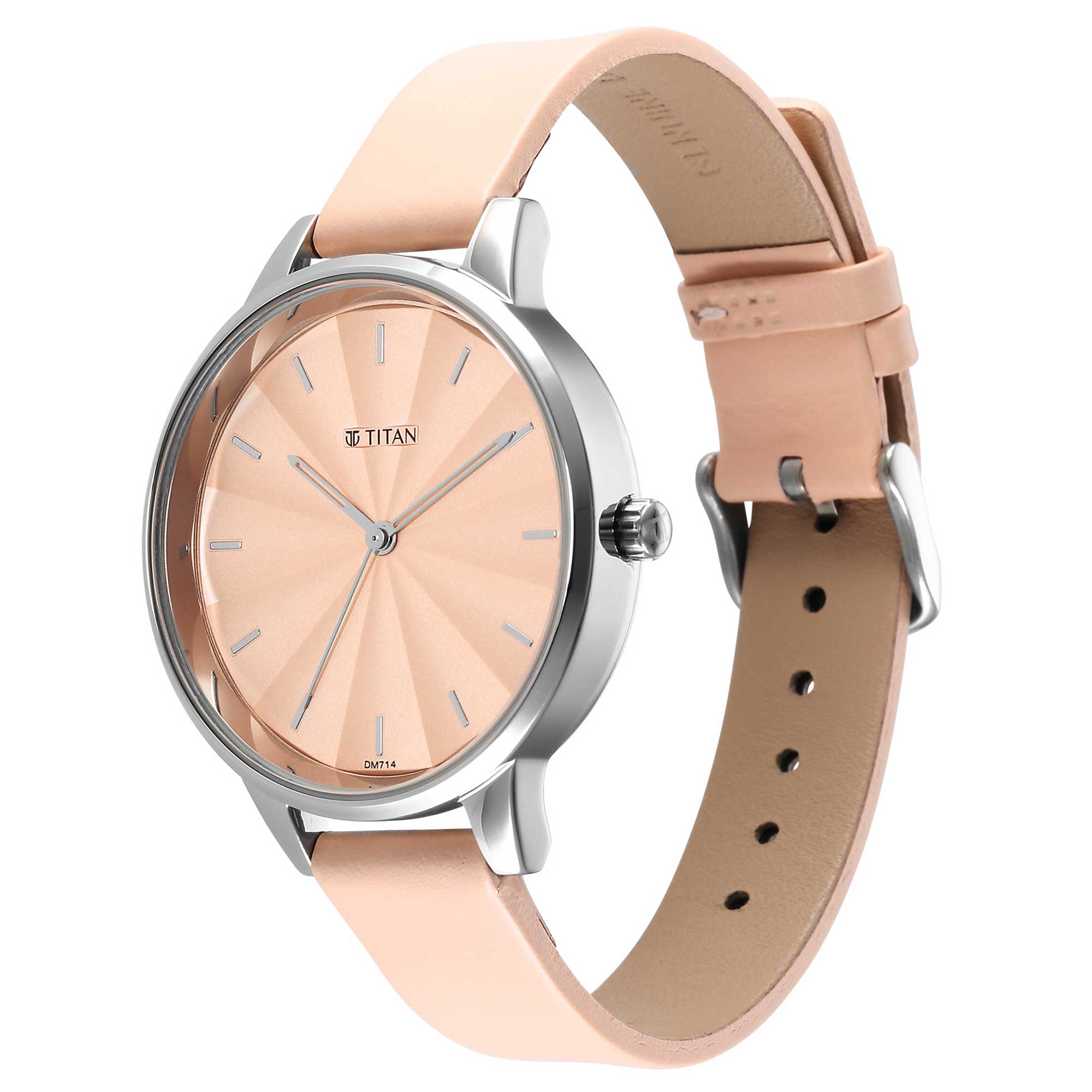 Titan Neo Pink Dial Analog Leather Strap Watch for Women