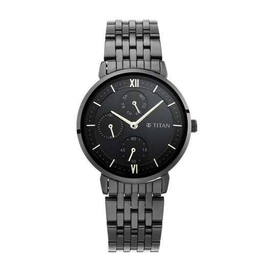 Titan Workwear Black Dial Women Watch With Metal Strap