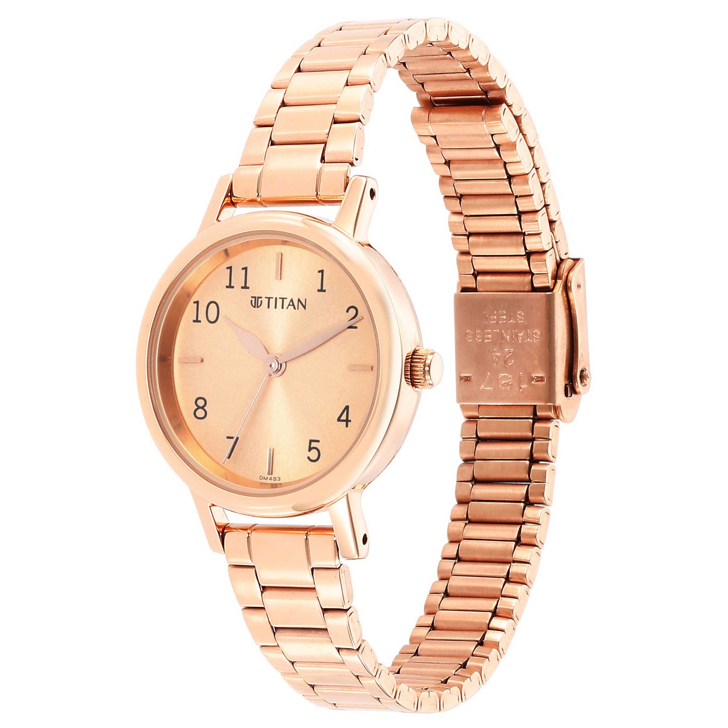 Titan Karishma Rose Gold Dial Analog Stainless Steel Strap Watch for Women