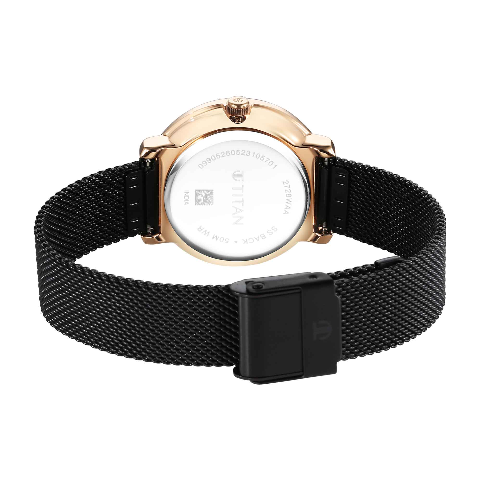 Titan Noir Black Dial Analog Metal Strap Watch for Women