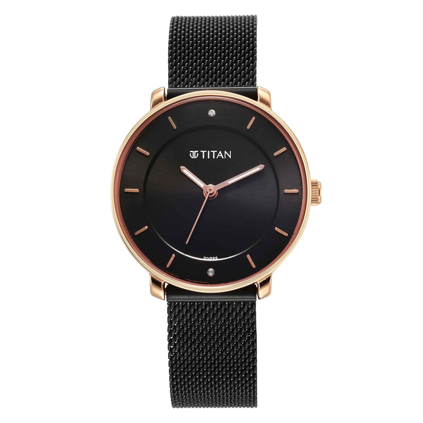 Titan Noir Black Dial Analog Metal Strap Watch for Women